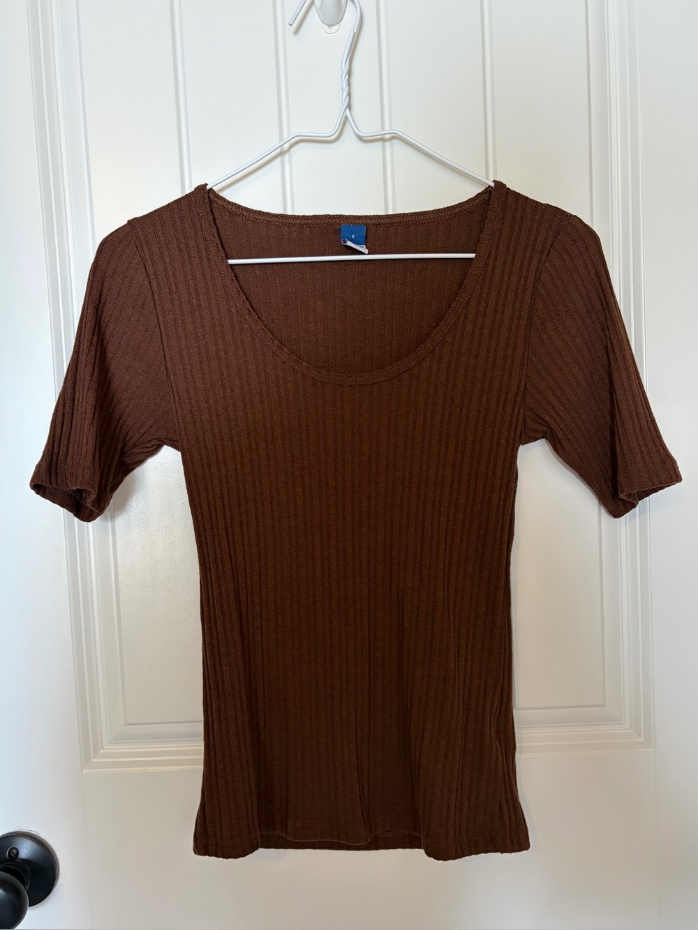 Old Navy Brown Ribbed Scoop Neck Short Sleeve Top
